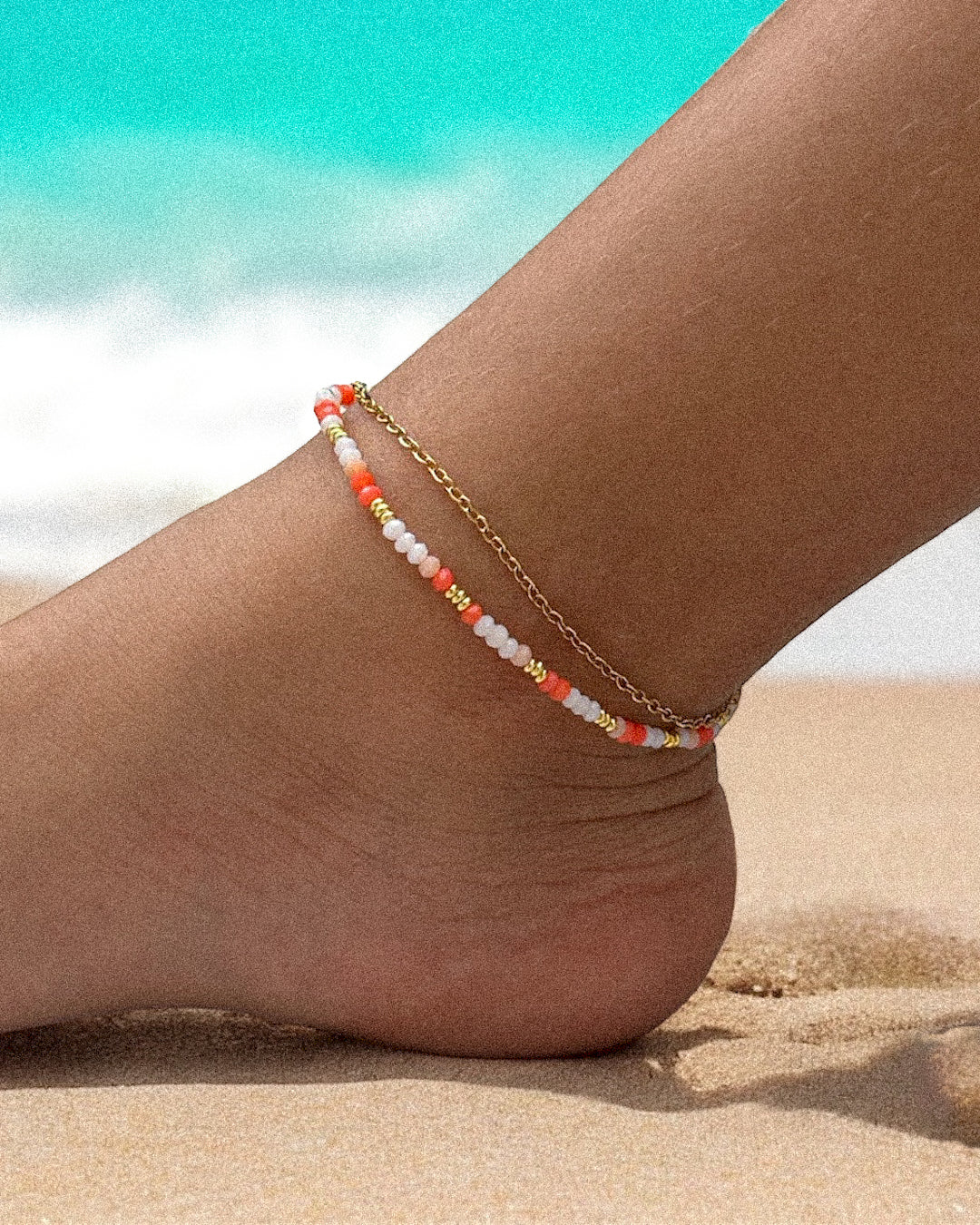  BRACELET DE CHEVILLE ACIER VANILLE  ZAORA- BIJOUX-ACIER